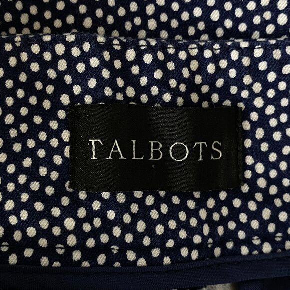 Talbots Chatham Ankle Pants Navy Blue White Polka Dot Women's Size 10 - Picture 3 of 7